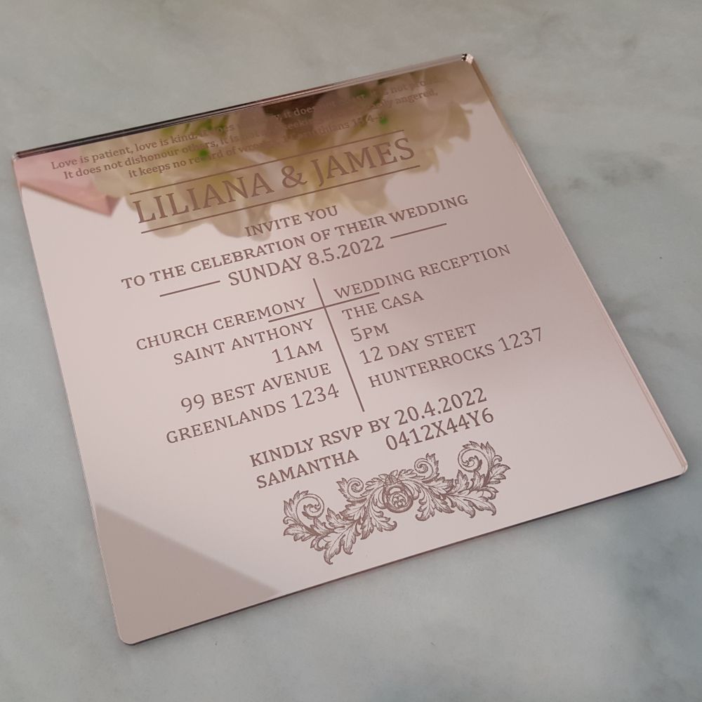Acrylic wedding Invitations laser cut & engraved - Tekneek Lasering